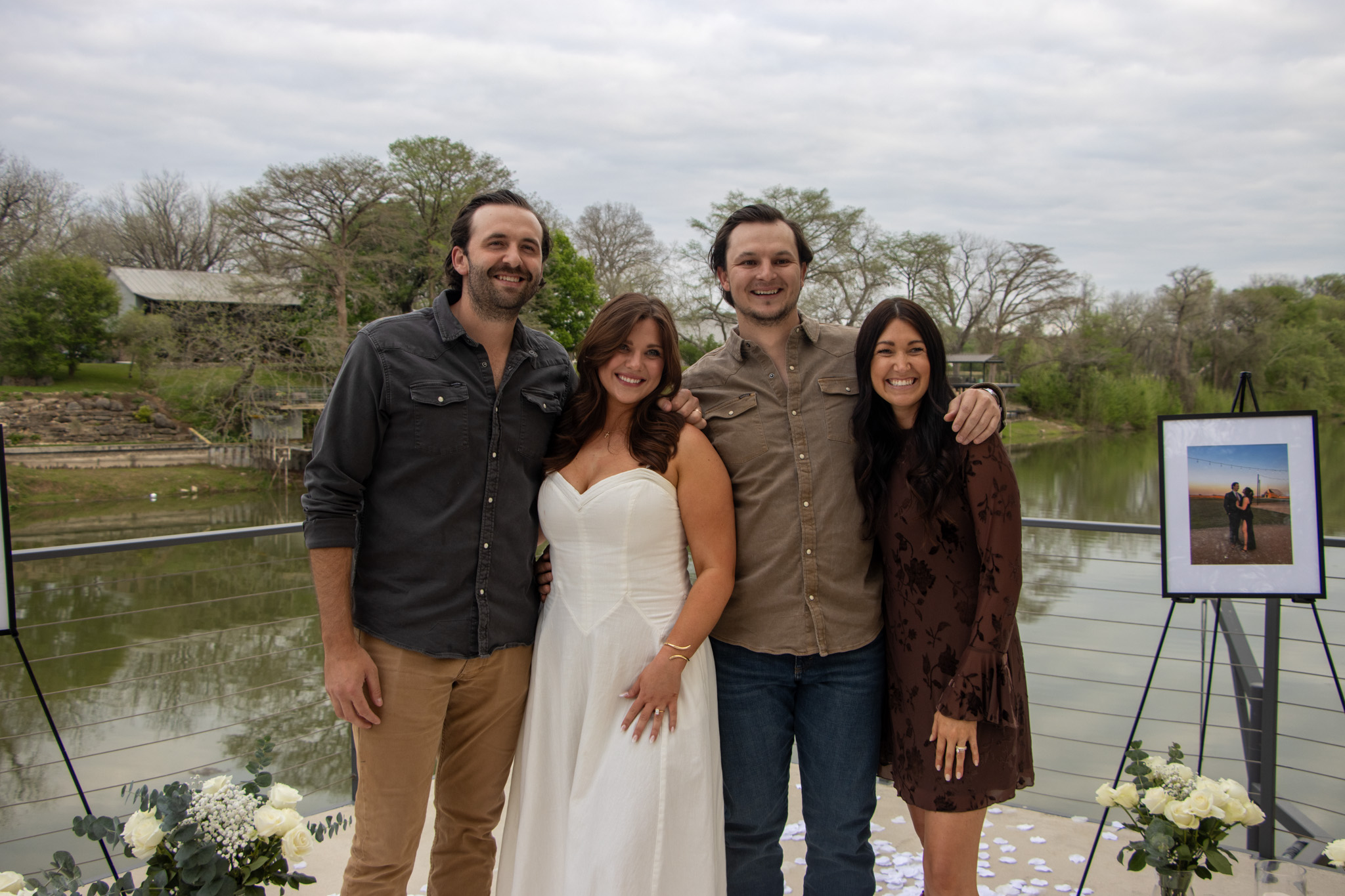 Engagement celebration portrait with friends